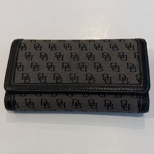 Vintage Dooney & Bourke Black and Gray Wallet Leather trim and canvas